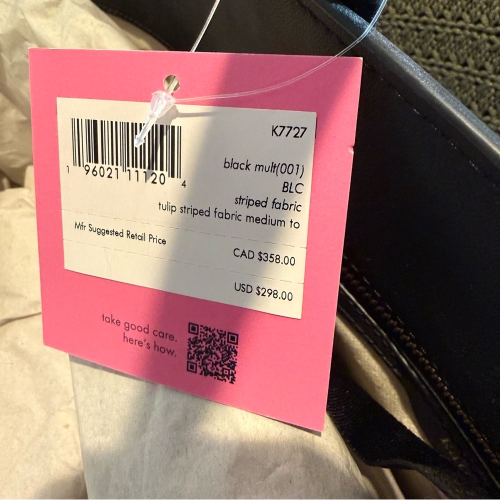 Rare Discontinued Kate Spade The Pier Striped Medium Tote NWT Black Beige Purse! - Picture 8 of 16